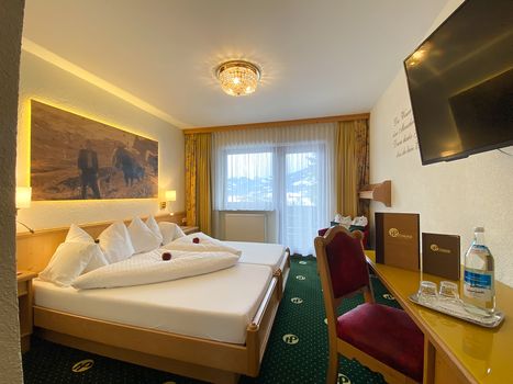 Die komfortablen Doppelzimmer Spieljoch sorgen für einen gemütlichen Aufenthalt im Hotel Pachmair.
